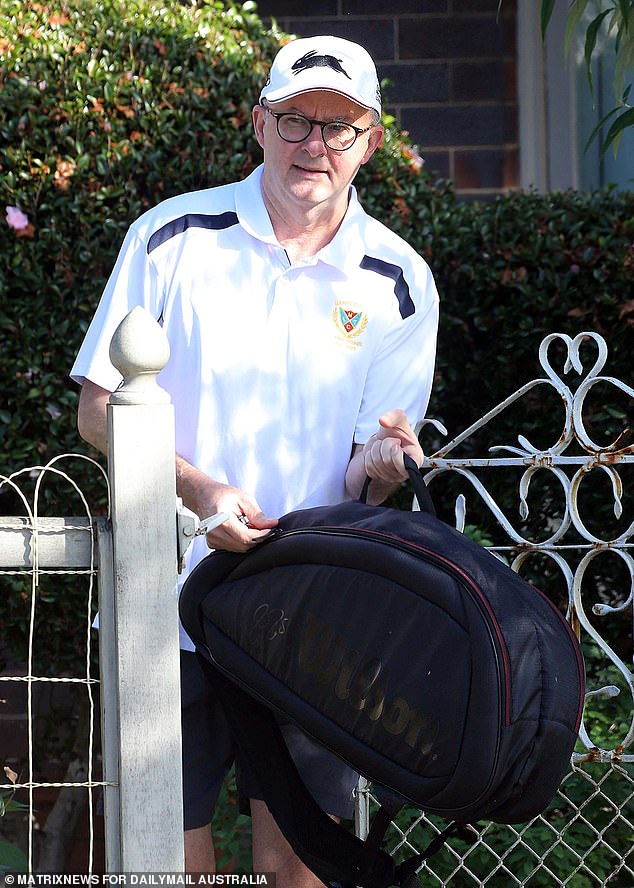 Albanese was seen moments earlier leaving his home in Marrickville, in Sydney's inner west, carrying his racket and tennis equipment in a bag.