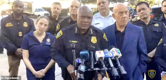 Houston Police Chief Troy Finner said it was unclear whether the boy was hit by off-duty officers who returned fire.  He said a 57-year-old man was also shot.