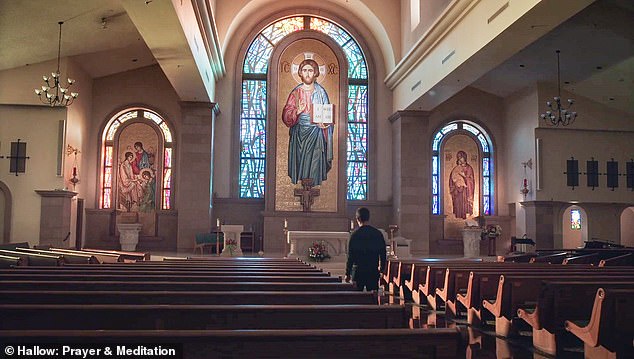 The commercial begins with Wahlberg entering a church.