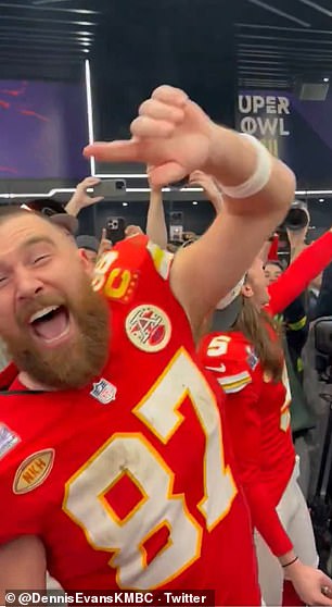 And Kelce seemed to enjoy the celebrations with his team after the game.