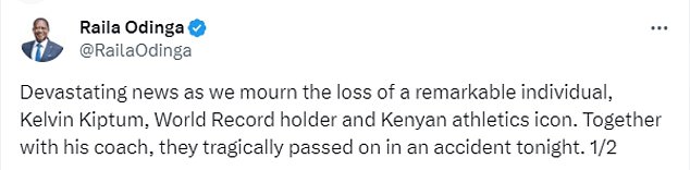 Tributes to the Kenyan flooded social media after Sunday's devastating news.