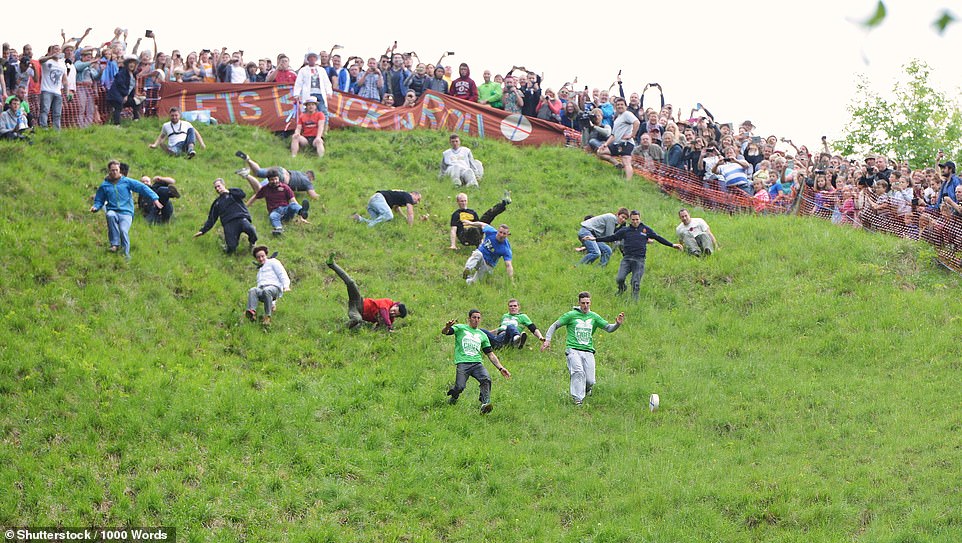 Gloucester's Cheese Rolling competition is not for the faint of heart, as this image shows
