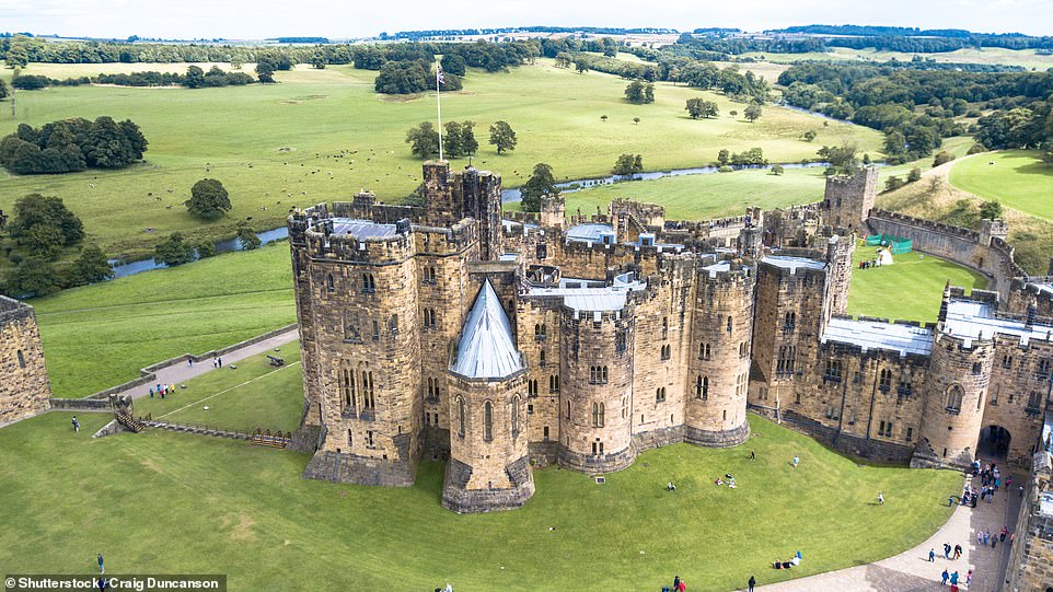 Above is Alnwick Castle, which served as Hogwarts in Harry Potter and also starred in Robin Hood: Prince of Thieves.