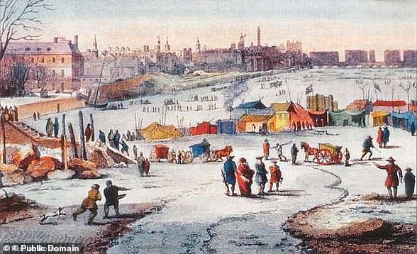 The Little Ice Age, a centuries-long cold period that lasted until about 1850. Experts believe that when the North Atlantic began to warm near the end of the Little Ice Age, fresh water disrupted the system. Pictured, Thames Frost Fair, 1683–84, by Thomas Wyke