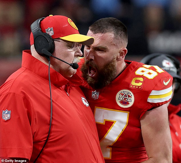 Kelce yelled in his coach's face after Reid pulled him off a play in the first half.
