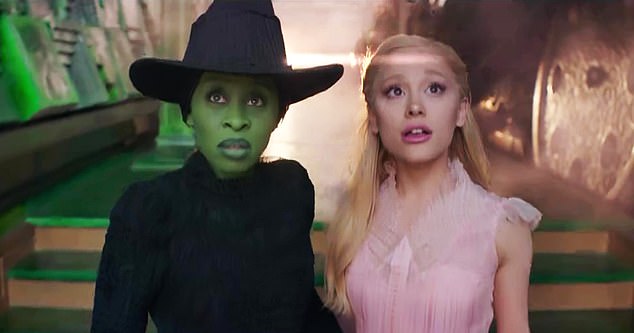 During the game, the trailer for his upcoming movie Wicked was revealed.  In the film, the pop star plays Glinda, the good witch, to Elphaba, the wicked witch of the west of Erivo.