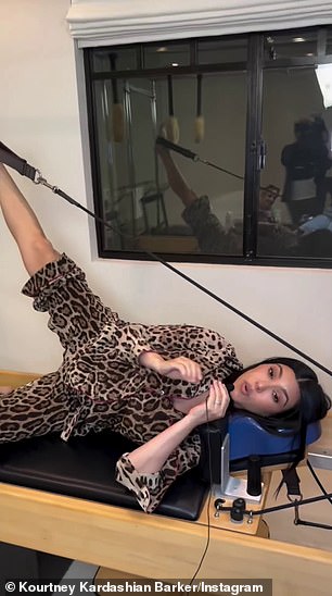 In it, the 44-year-old reality star donned cozy leopard-print pajamas.