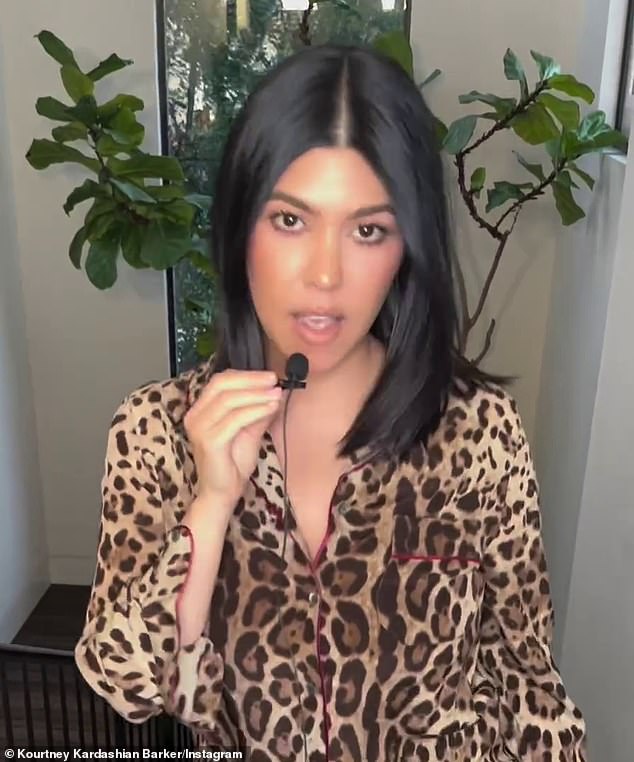 While clutching a small influencer-style microphone, Kourtney said: 