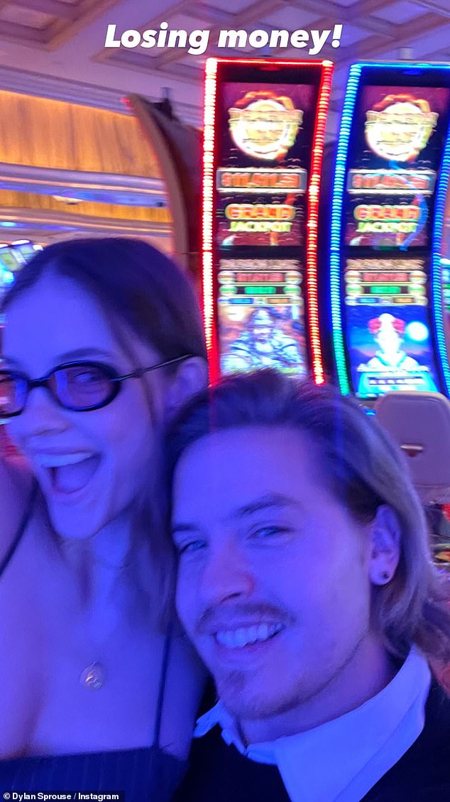 The couple also spent some time at the casino, where it appeared that Lady Luck was not with them. 'Losing money!' the My Fake Boyfriend star wrote while posing for a selfie in front of a slot machine