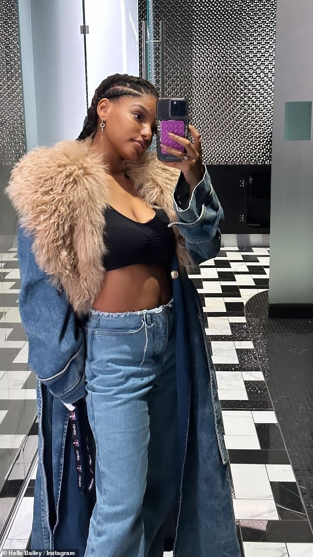 After watching the Kansas City Chiefs defeat the San Francisco 49ers on Sunday and secure her third Lombardi Trophy in five years, the Grown-ish actress, 23, shared a series of new photos on Instagram showing off her slender body post -baby.