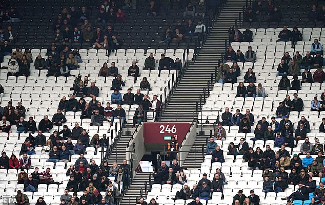 There were empty seats scattered around the London stadium during West Ham's 6-0 thrashing of the Gunners.