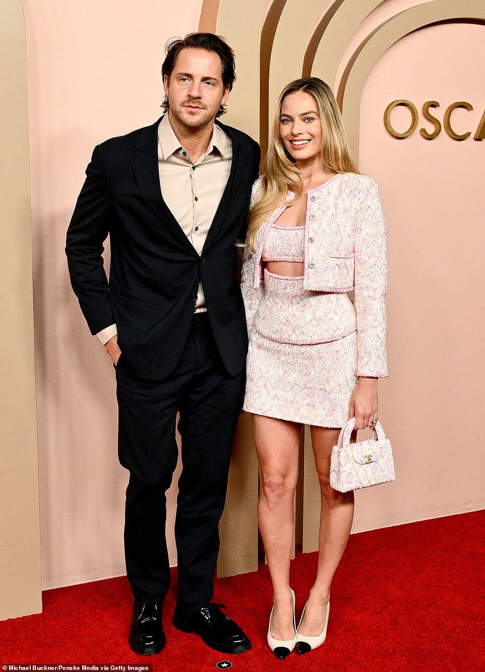The three-time Oscar nominee was accompanied on the red carpet by her real-life Ken, aka her husband of seven years, Tom Ackerley.