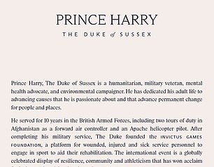 Sussex.com's description of Prince Harry