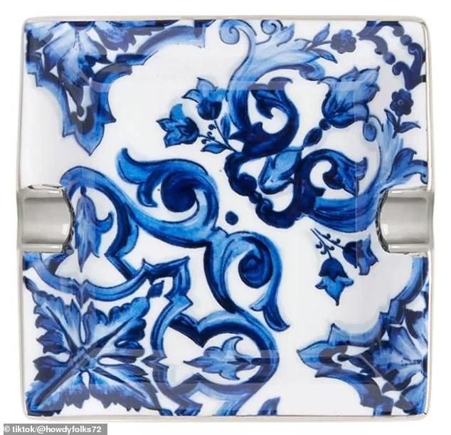 She explained how she had received a Saks coupon code via email offering a discount, which she decided to use to purchase the $275 Dolce & Gabbana Mediterranean Blue Ashtray.