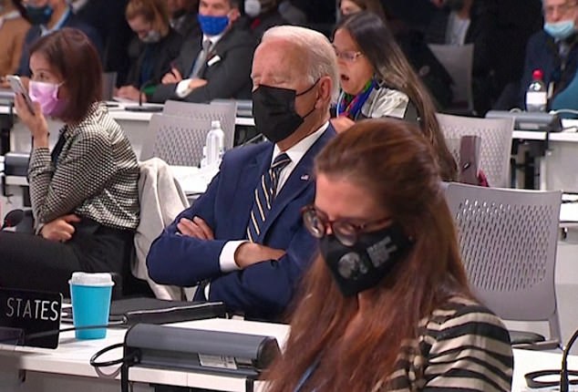 President Biden fell asleep during the COP26 climate summit in Glasgow last year.