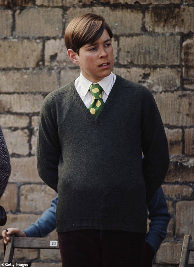 Like his brother and father, Prince Andrew (above 1973) attended Gordonstoun in Scotland.