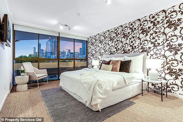 Thirty-six years after buying it, Alan made a huge profit on the two-level, 1,900-square-foot investment unit after selling it last year for $1.35 million (pictured: master bedroom).
