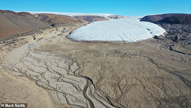 Fan Glacier proglacial area, Qaanaaq, northwest Greenland, showing a braided proglacial stream