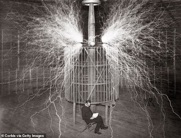 Nikola Tesla demonstrates a 