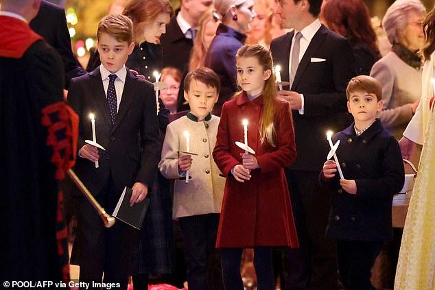 Wolfie attended the Together At Christmas carol service at Westminster Abbey earlier this month with Prince George, Princess Charlotte and Prince Louis.
