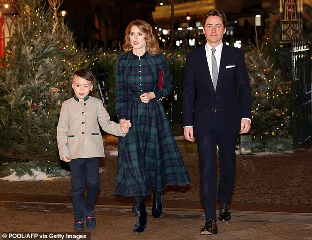 Princess Beatrice's stepson Wolfie looked adorable as he made his first appearance at a royal engagement at the Princess of Wales's Westminster Abbey carol concert.