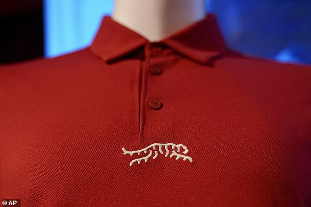 Each of the 15 stripes of the Sun Day Red logo represents one of Woods' major victories.