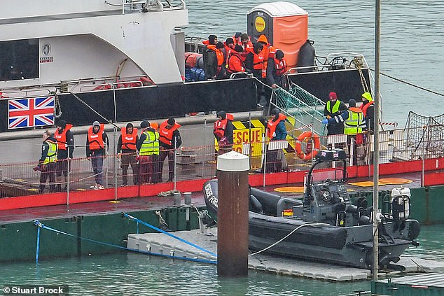 It comes after 120 migrants crossed the English Channel in small boats on Saturday, bringing the total number of arrivals this year to 1,506. Photographs taken at Dover Docks on Saturday