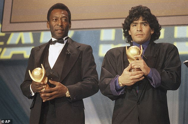Romario feels that Pelé (left) and Diego Maradona (right) are the only players who were better than him