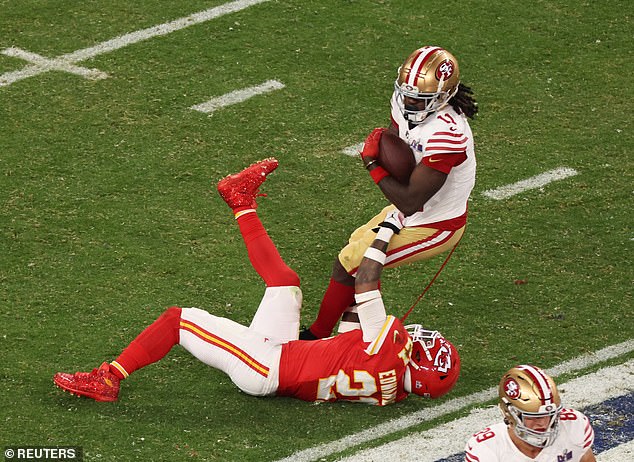 Aiyuk only had three catches in the Super Bowl as the Niners pulled away in overtime.