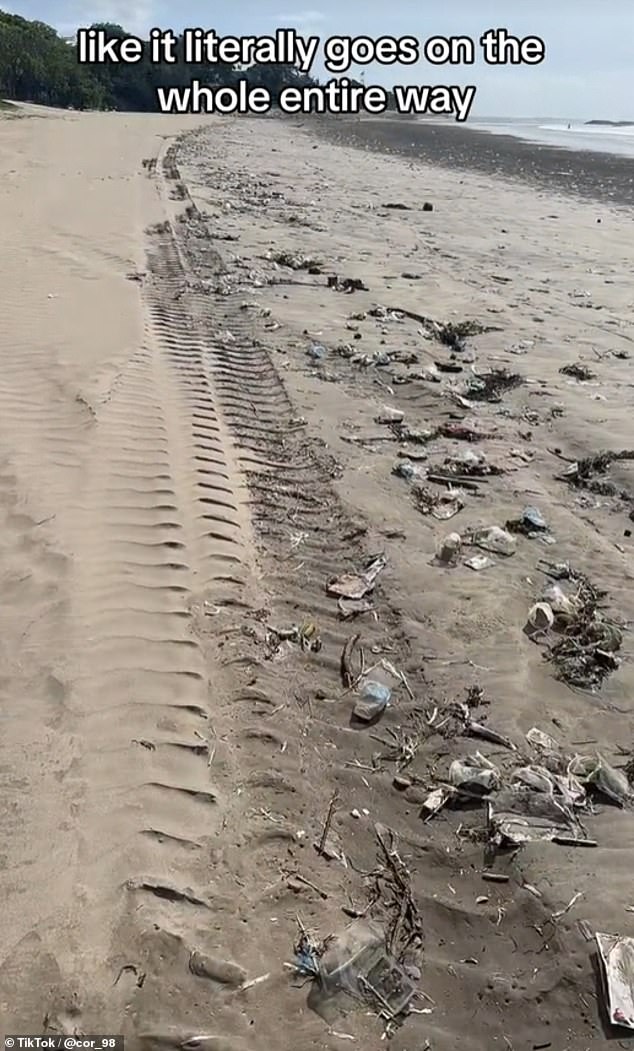 In another video, he shows viewers Kuta Beach, which is full of trash, and asks why people 