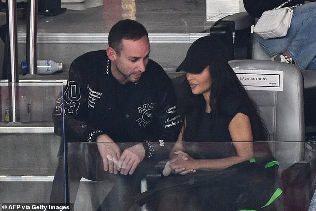 The rapper's ex-wife, Kim Kardashian, was also present at Allegiant Stadium on Sunday.