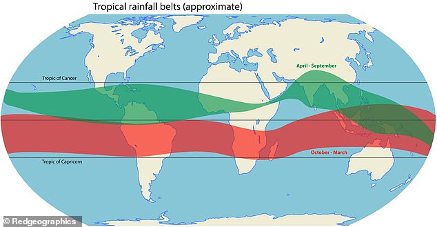 A collapse of the AMOC would cause a change in the tropical rain belt, an area of ​​rainfall located around the tropics.