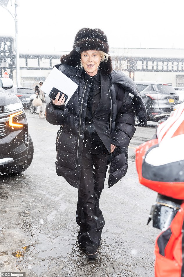 Deborra-Lee Furness, actress and ex-wife of Hugh Jackman, walked through piles of icy slush