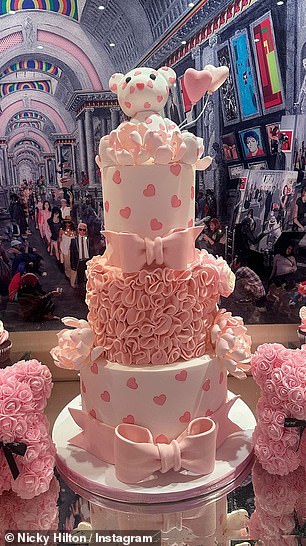 Guests enjoyed pink and white desserts as they announced they were expecting a daughter.