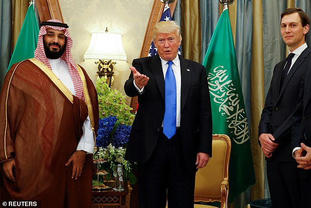 Kushner and Trump are seen with Mohammed bin Salman, the crown prince of Saudi Arabia, in Riyadh in May 2017.