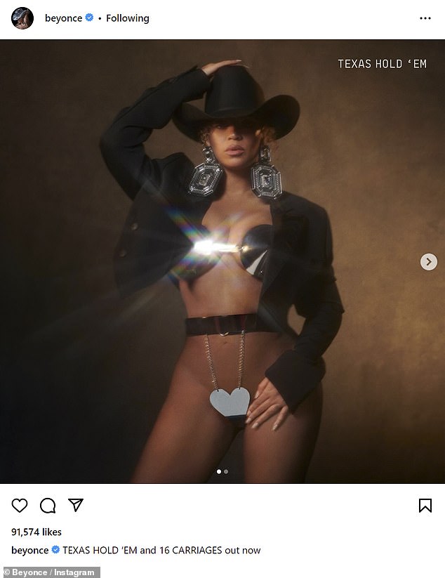 Beyoncé dropped jaws on Super Bowl Sunday as she revealed the bold cover art for new single Texas Hold 'Em, one of two surprise singles she released during the sporting event.