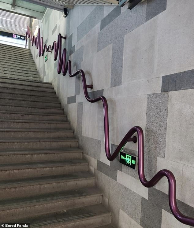 The Shanghai Metro decided to keep things interesting by completely ignoring public safety with its strange handrail.