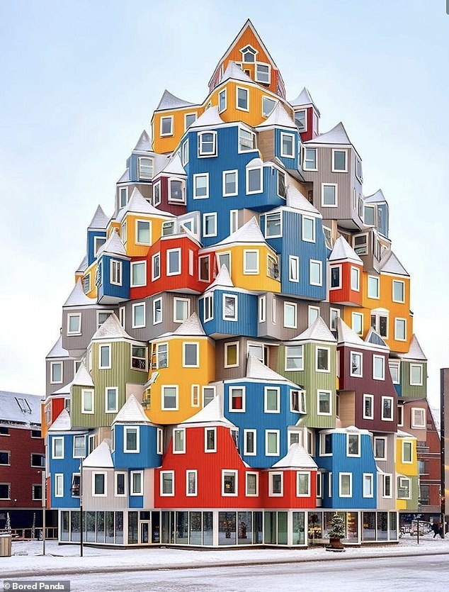Another architect, in Amsterdam, created colorful wooden houses that look like something out of a cartoon.