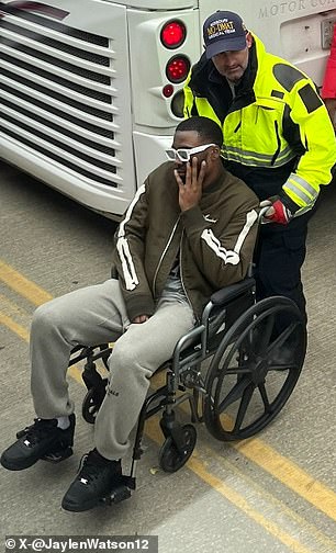 Jaylen Watson posted a photo of himself in a wheelchair on Twitter.