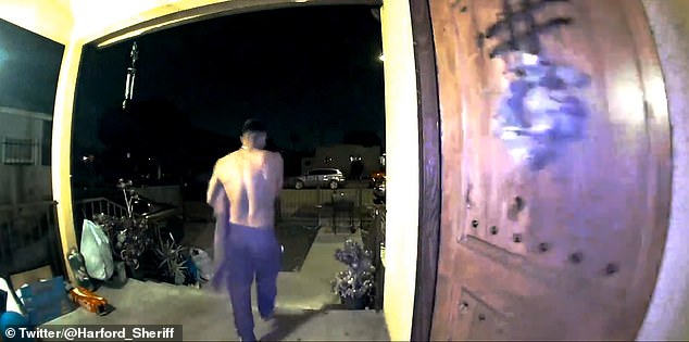 The man can be seen walking away from the house in Los Angeles. His DNA was linked to the Los Angeles home invasion and Morin's body