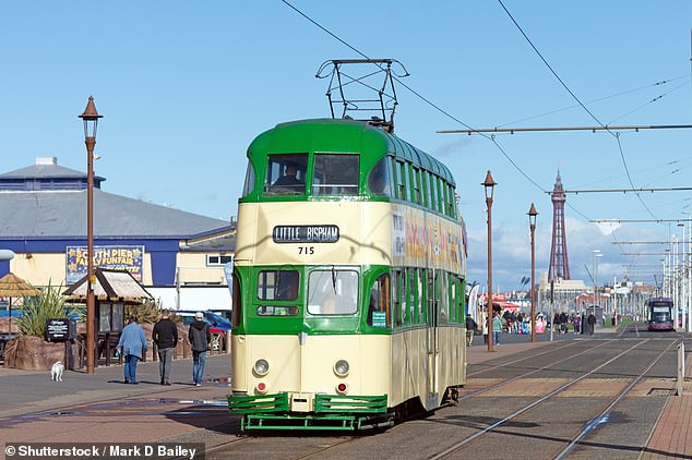 Shown above is one of Blackpool's vintage trams, photographed along the seafront.