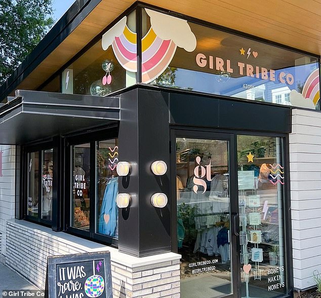 The store began in 2014 when Baucom and Baker began selling t-shirts on Etsy in November 2014. Pictured: The Girl Tribe Co. store located in Huntsville, North Carolina.