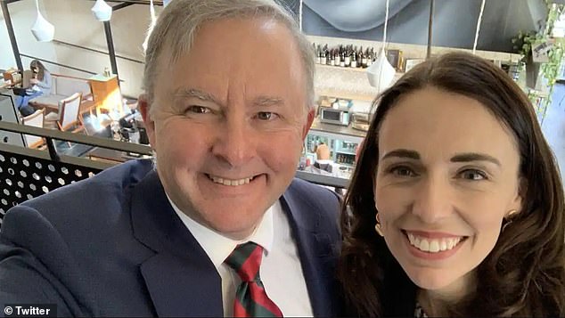 Ms Ardern (pictured with Mr Albanese) has already spoken to the new prime minister twice since her election victory on Saturday.