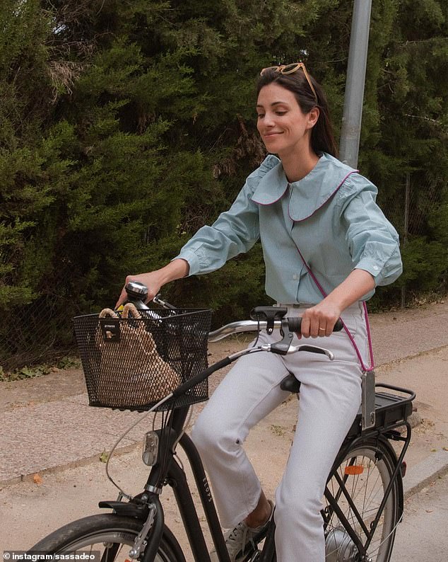 The Princess shows off her style prowess during a bike ride through Madrid in August 2021