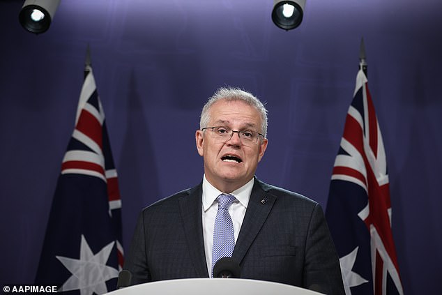 Former Prime Minister Scott Morrison held his press conferences in front of the Australian flag, without the Aboriginal and Torres Strait Islander flags in the background.