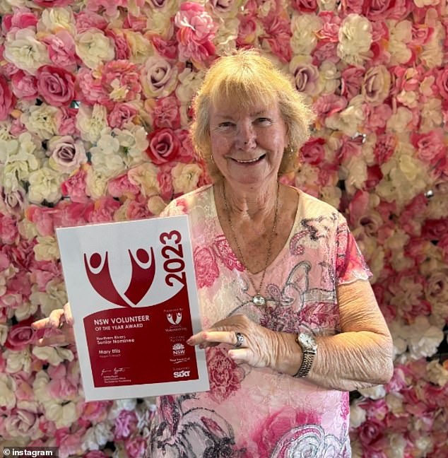 Mary received the prestigious NSW Volunteer of the Year award in 2023 for her work for Agape Outreach, which provides hot meals to those in need.