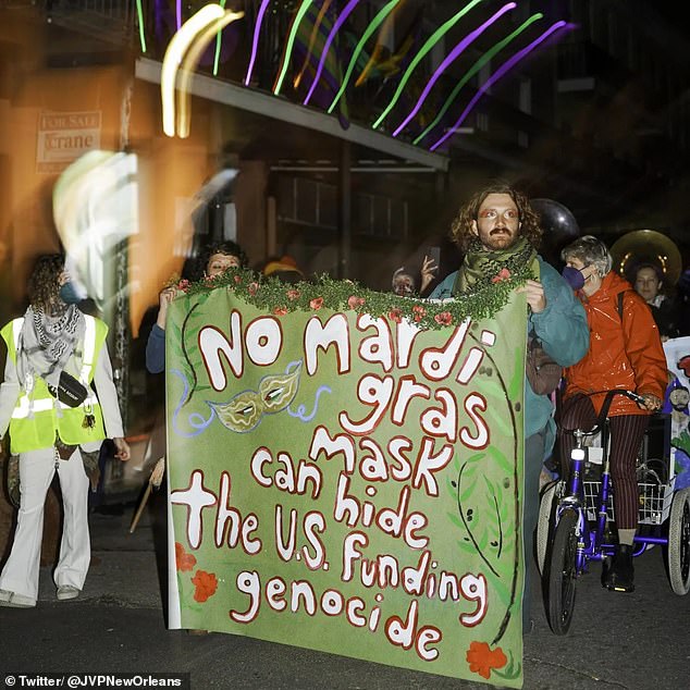 1707929646 879 New Orleans Mardi Gras parades are crashed by pro Palestinian protestors