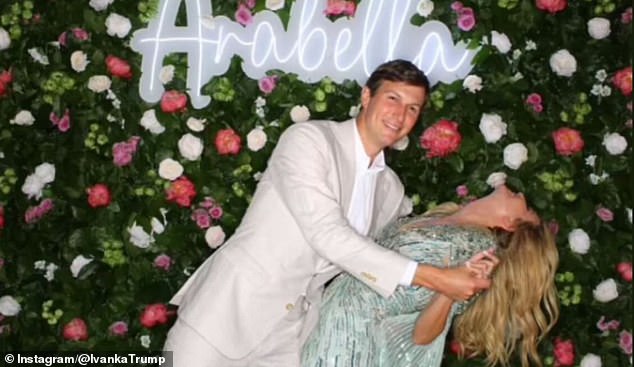 The mother of three wore a $5,000 Jenny Packham to the milestone celebration, while her husband wore a tan suit paired with a white button-down shirt.