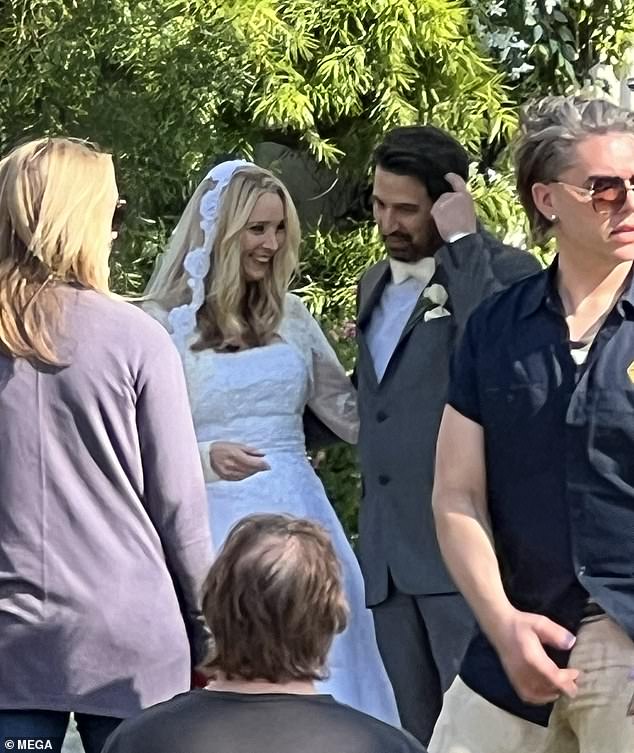 While filming a wedding scene with her character's future husband, Ray Romano, on Valentine's Day, the 60-year-old actress smiled with joy as she exchanged written vows surrounded by lush plants and white roses in Los Angeles.