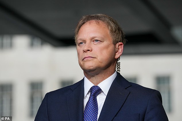 Defense Secretary Grant Shapps (pictured) is reportedly 